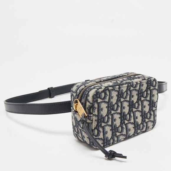 Dior Handbags - Christian Dior Waist Belt Pouch Leather Navy Beige